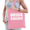 Bellatio Decorations Bride squad tas - vrijgezellenfeest/bruiloft - roze - katoen - 42 x 38 cm - Feest Boodschappentasse
