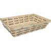 Broodmand rechthoekig - gevlochten bamboe hout - 34 x 24 x 8 cm - naturel/grijs - broodmand