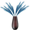 Kunstbloemen bloemstuk pluimen boeket in vaas - blauw/bruin tinten - 80 cm hoog - Kunstbloemen