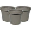 Mega Collections Plantenpot/bloempot - 3x - kunststof - taupe/bruin - buiten - D25 x H22 cm - Plantenpotten