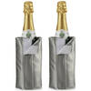 Kinvara Wijnflessen koeler/koelhoud hoesje - 2x - voor flessen - wijn/water/champagne - 18 cm - Koelelementen