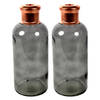 Countryfield Bloemenvaas Firm Bottle - 2x - transparant grijs/koper - glas - D11 x H27 cm - Vazen