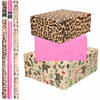 6x Rollen kraft inpakpapier jungle/panter pakket - dieren/luipaard/roze 200 x 70 cm - Cadeaupapier