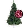 Bellatio Decorations kunst kerstboom 210 cm met kerstballen fuchsia roze - Kunstkerstboom