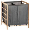 Kipit Wasmand Woodbox - met opvang waszak - 2x 50 liter compartiment - 59 x 33 x 60 cm - Wasmanden