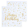 Verjaardag feest servetten happy birthday - 40x - wit - 24 x 24 cm - Feestservetten