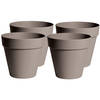 Mega Collections Plantenpot/bloempot - 4x - kunststof - taupe bruin - D20 x H17 cm - Plantenpotten