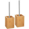 2x stuks WC-/toiletborstels met houder vierkant bamboe 36,5 cm - Toiletborstels