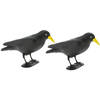 Raaf/kraai - 2x - zwart - vogelverschrikker/vogelverjager - 35 cm - Vogelverjagers