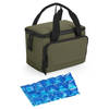 Kleine koeltas/lunch tas - incl. koelelement - 24 x 17 x 17 cm - 2 vakken - military groen - Koeltas