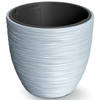 Prosperplast Plantenpot/bloempot Furu Stripes - buiten/binnen - kunststof - lichtgrijs - 30 x 30 cm - Plantenpotten