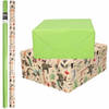 6x Rollen kraft inpakpapier jungle/oerwoud pakket - dieren/groen 200 x 70 cm - Cadeaupapier
