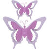 Tuin/schutting decoratie vlinders - metaal - roze - 17 x 13 cm - 36 x 27 cm - Tuinbeelden