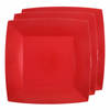 Santex feest bordjes vierkant rood - karton - 10x stuks - 23 cm - Feestbordjes