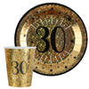 Verjaardag feest bekertjes en bordjes leeftijd - 40x - 30 jaar - goud - karton - Feestpakketten