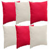 Bank/sier/tuin kussens voor binnen/buiten set 6x stuks beige/rood 40 x 40 cm - Sierkussens