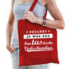 Bellatio Decorations cadeau tas voor verloskundige - rood - katoen - 42 x 38 cm - Feest Boodschappentassen