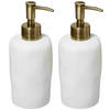 2x Stuks Zeeppompjes/zeepdispensers van kunststeen - wit - 300 ml - Zeeppompjes