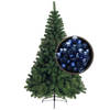 Bellatio Decorations kunst kerstboom 180 cm met kerstballen kobalt blauw - Kunstkerstboom