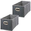 2x stuks opbergmand/kastmand 6.5 liter grijs linnen/bamboe 15 x 14 x 31 cm - Opbergmanden