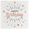 Santex Verjaardag feest servetten happy birthday - 10x - rose goud - 33 x 33 cm - Feestservetten