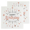 Verjaardag feest servetten happy birthday - 20x - rose goud - 33 x 33 cm - Feestservetten