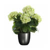 Hortensia kunstplant/kunstbloemen 45 cm - groen - in pot titanium grijs - Kunstplanten