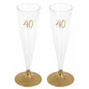 Verjaardag feest champagneglazen - leeftijd - 12x - 40 jaar - goud - kunststof - Champagneglazen