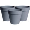 Mega Collections Plantenpot/bloempot - 3x - kunststof - grijs - D26 x H22 cm - Plantenpotten