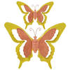 Tuin/schutting decoratie vlinders - metaal - oranje - 17 x 13 cm - 36 x 27 cm - Tuinbeelden