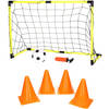Voetbalgoal/voetbaldoel met bal en pomp - incl. 4x oranje pionnen 17 cm - Voetbaldoel
