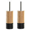 2x stuks WC/Toiletborstel in houder bruin/zwart bamboe hout 37 x 10 cm - Toiletborstels