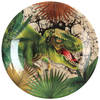 Santex feest wegwerpbordjes - dinosaurus - 10x stuks - 23 cm - bruin/groen - Feestbordjes