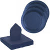 Santex 20x taart/gebak bordjes/20x servetten - kobalt blauw - Feestbordjes