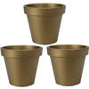 Pro Garden Plantenpot/bloempot - 3x - Tuin buiten - kunststof - mat goud - D20 cm - Plantenpotten