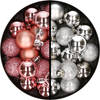 34x stuks kunststof kerstballen roze en zilver 3 cm - Kerstbal