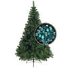 Bellatio Decorations kunst kerstboom 180 cm met kerstballen turquoise blauw - Kunstkerstboom