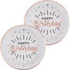 Verjaardag feest bordjes happy birthday - 20x - rose goud - karton - 22 cm - rond - Feestbordjes