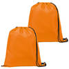 Gymtas/lunchtas/zwemtas met rijgkoord - 2x - voor kinderen - oranje - 35 x 41 cm - Rugzak