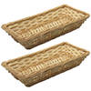 Broodmand/stokbrood mandje - 2x - rotan/riet - 17 x 37 x 7 cm - broodmand