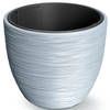 Prosperplast Plantenpot/bloempot Furu Stripes - buiten/binnen - kunststof - lichtgrijs - D35 x H35 cm - Plantenpotten