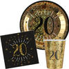 Verjaardag feest bekertjes en bordjes leeftijd - 60x - 20 jaar - goud - Feestpakketten