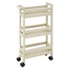 5Five Keuken of badkamer trolley 3-laags - creme wit - D15 x B40 x H75 cm - mdf hout - met wielen - Opberg trolley