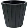 Prosperplast Plantenpot/bloempot Wood Style - buiten/binnen - kunststof - antraciet - D30 x H28 cm - Plantenpotten