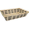 Broodmand rechthoekig - gevlochten bamboe hout - 34 x 24 x 8 cm - naturel/zwart - broodmand