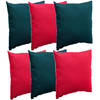 Bank/sier/tuin kussens voor binnen/buiten set 6x stuks rood/emerald groen 40 x 40 cm - Sierkussens