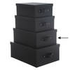5Five Opbergdoos/box - 2x - zwart - L35 x B26 x H14 cm - Stevig karton - Industrialbox - Opbergbox