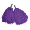 Funny Fashion Cheerballs/pompoms - set van 2x - paars - met franjes en stick handgreep - 25 cm - voor kinderen - Verklee