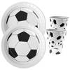 Voetbal feest wegwerp servies set - 10x bordjes / 10x bekers - wit/zwart - Feestpakketten