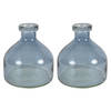 Countryfield Bloemenvaas Low Bottle - 2x - transparant blauw - glas - D18 x H20 cm - Buikfles - Vazen